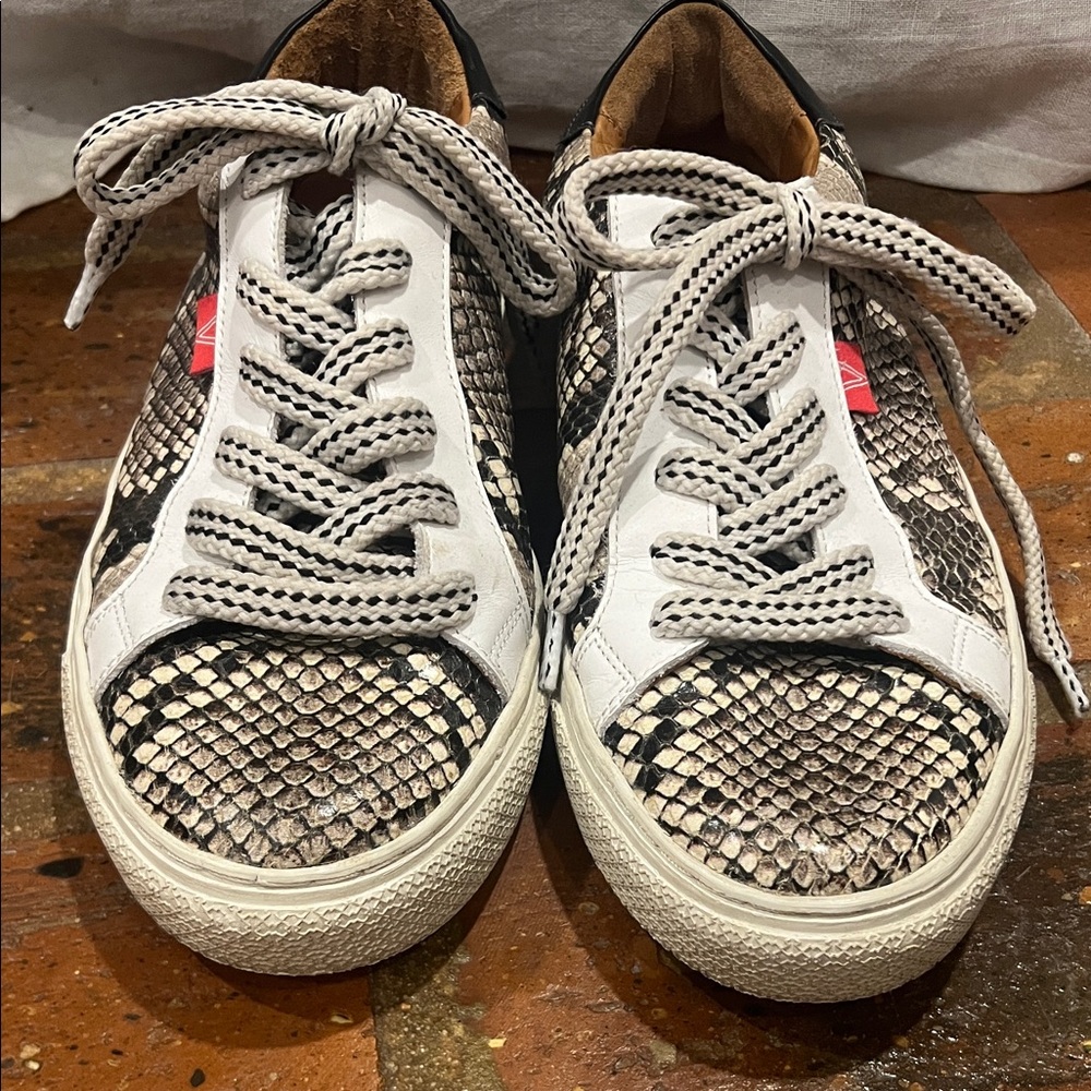Veronica Beard Sami Python Print Leather Sneakers… - image 2
